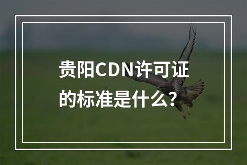 贵阳CDN许可证的标准是什么?