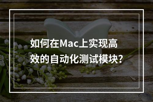 如何在Mac上实现高效的自动化测试模块?