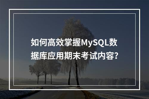 如何高效掌握MySQL数据库应用期末考试内容?