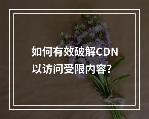 如何有效破解CDN以访问受限内容?