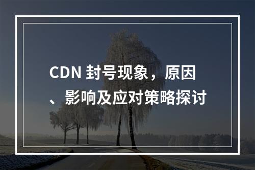 CDN 封号现象,原因、影响及应对策略探讨