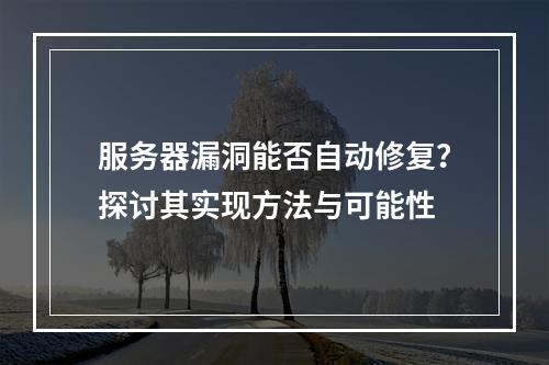 服务器漏洞能否自动修复?探讨其实现方法与可能性
