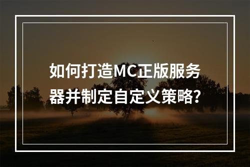 如何打造MC正版服务器并制定自定义策略?