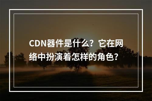 CDN器件是什么?它在网络中扮演着怎样的角色?