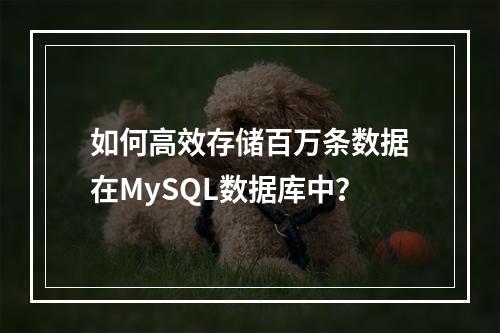 如何高效存储百万条数据在MySQL数据库中?