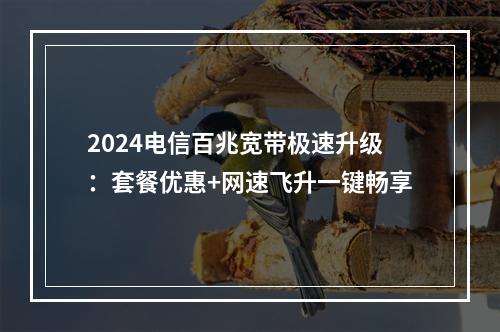 2024电信百兆宽带极速升级：套餐优惠+网速飞升一键畅享