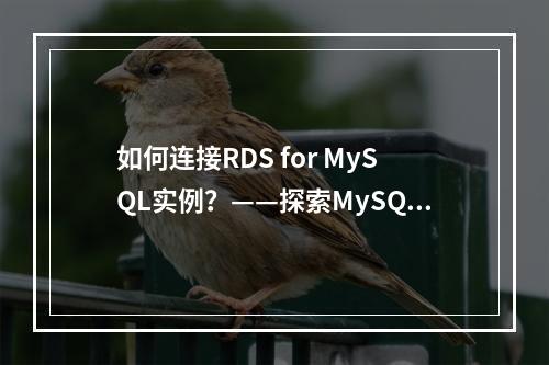 如何连接RDS for MySQL实例?——探索MySQL数据库实例的连接方式