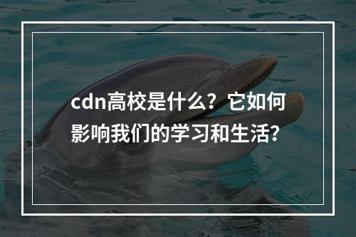 cdn高校是什么?它如何影响我们的学习和生活?