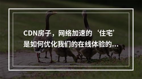 CDN房子,网络加速的‘住宅’是如何优化我们的在线体验的?