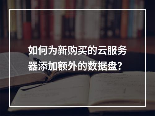 如何为新购买的云服务器添加额外的数据盘?