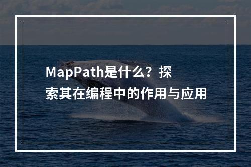 MapPath是什么?探索其在编程中的作用与应用