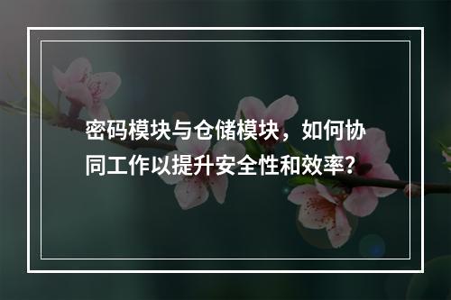 密码模块与仓储模块,如何协同工作以提升安全性和效率?