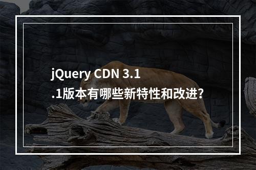 jQuery CDN 3.1.1版本有哪些新特性和改进?