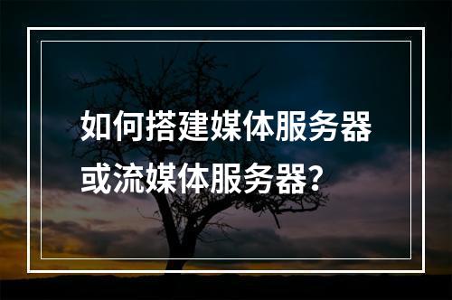 如何搭建媒体服务器或流媒体服务器?