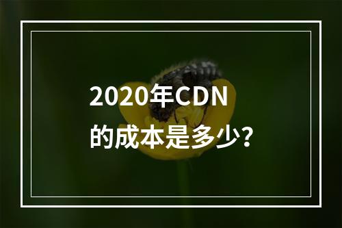 2020年CDN的成本是多少?
