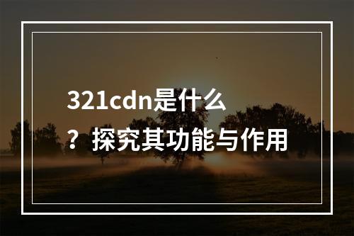 321cdn是什么?探究其功能与作用