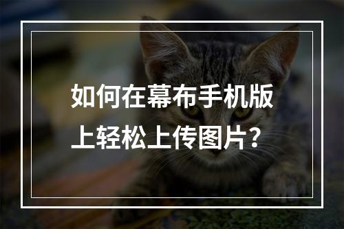 如何在幕布手机版上轻松上传图片?