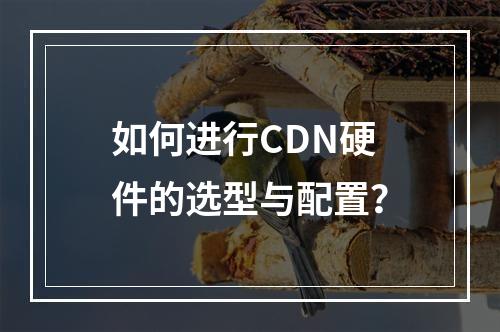 如何进行CDN硬件的选型与配置?