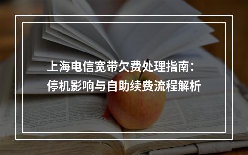 上海电信宽带欠费处理指南：停机影响与自助续费流程解析