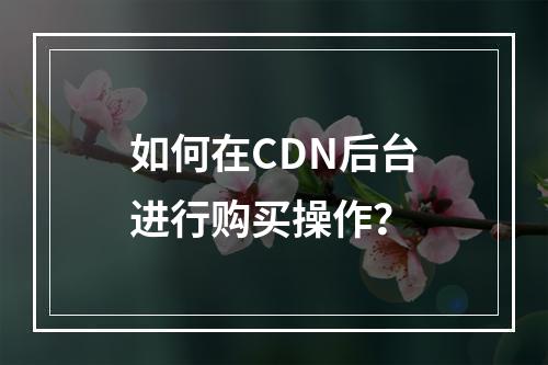 如何在CDN后台进行购买操作?
