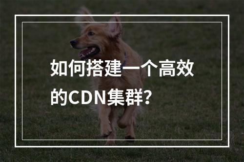 如何搭建一个高效的CDN集群?