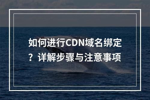 如何进行CDN域名绑定?详解步骤与注意事项