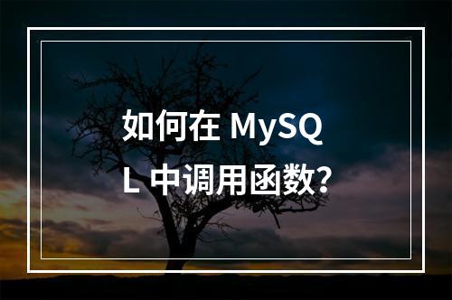 如何在 MySQL 中调用函数?