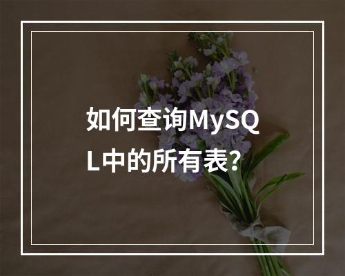 如何查询MySQL中的所有表?
