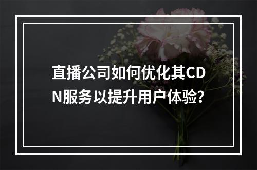 直播公司如何优化其CDN服务以提升用户体验?