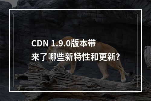 CDN 1.9.0版本带来了哪些新特性和更新?