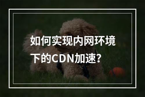 如何实现内网环境下的CDN加速?