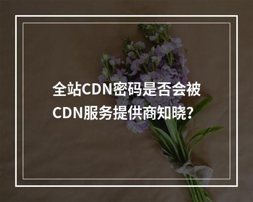 全站CDN密码是否会被CDN服务提供商知晓?