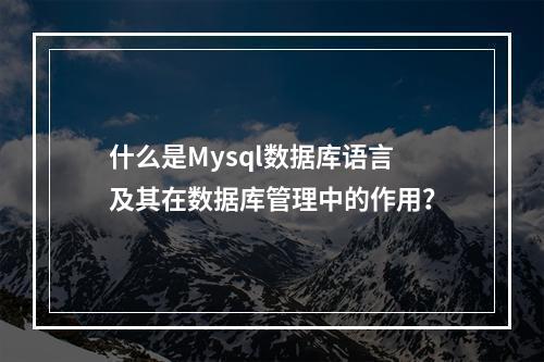 什么是Mysql数据库语言及其在数据库管理中的作用?