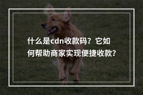 什么是cdn收款码?它如何帮助商家实现便捷收款?