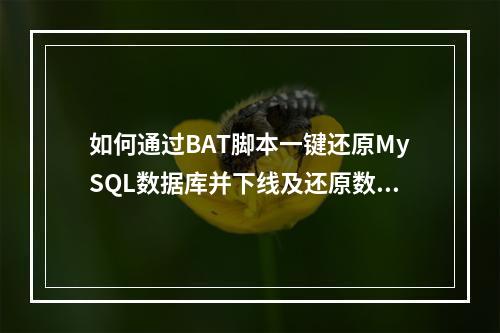 如何通过BAT脚本一键还原MySQL数据库并下线及还原数据库实例?