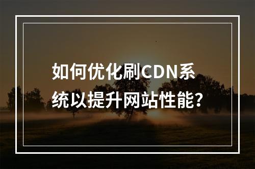 如何优化刷CDN系统以提升网站性能?