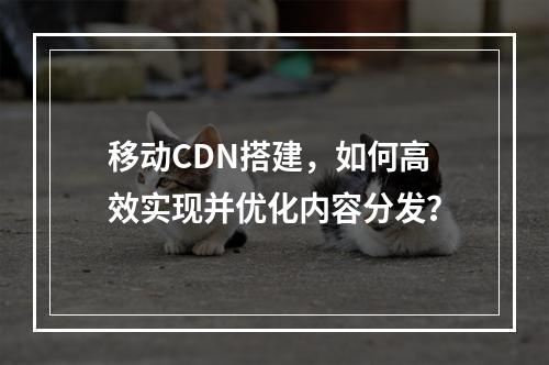 移动CDN搭建,如何高效实现并优化内容分发?
