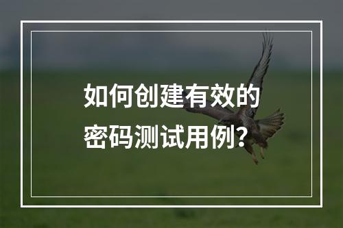 如何创建有效的密码测试用例?