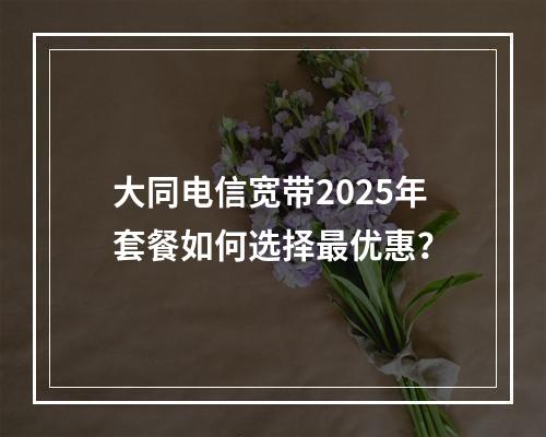 大同电信宽带2025年套餐如何选择最优惠？