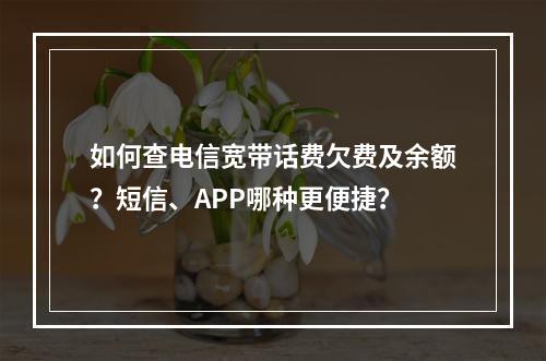 如何查电信宽带话费欠费及余额？短信、APP哪种更便捷？