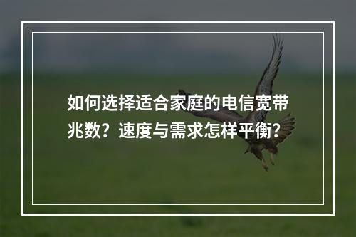 如何选择适合家庭的电信宽带兆数？速度与需求怎样平衡？