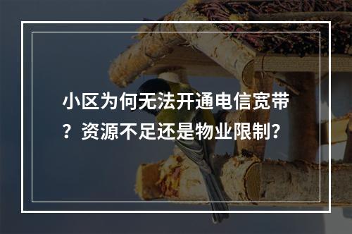 小区为何无法开通电信宽带？资源不足还是物业限制？