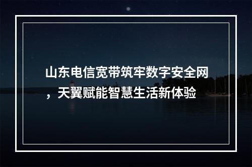 山东电信宽带筑牢数字安全网，天翼赋能智慧生活新体验