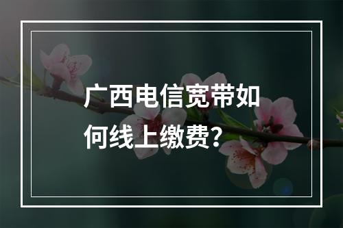 广西电信宽带如何线上缴费？