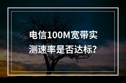 电信100M宽带实测速率是否达标？