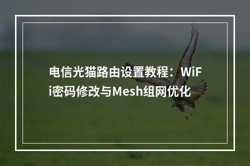 电信光猫路由设置教程：WiFi密码修改与Mesh组网优化
