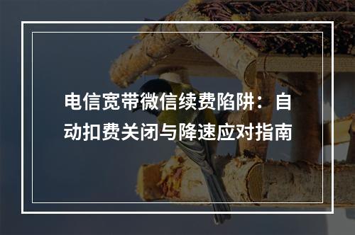 电信宽带微信续费陷阱：自动扣费关闭与降速应对指南