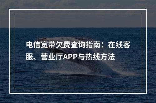 电信宽带欠费查询指南：在线客服、营业厅APP与热线方法