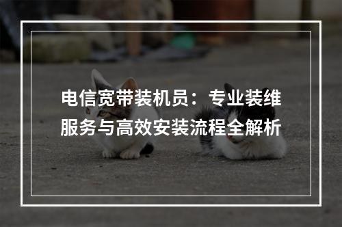 电信宽带装机员：专业装维服务与高效安装流程全解析