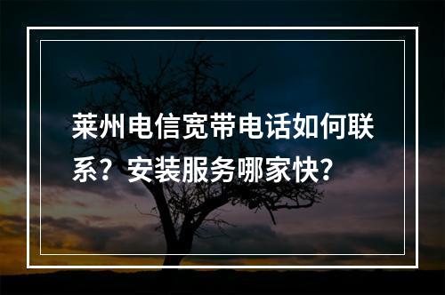 莱州电信宽带电话如何联系？安装服务哪家快？